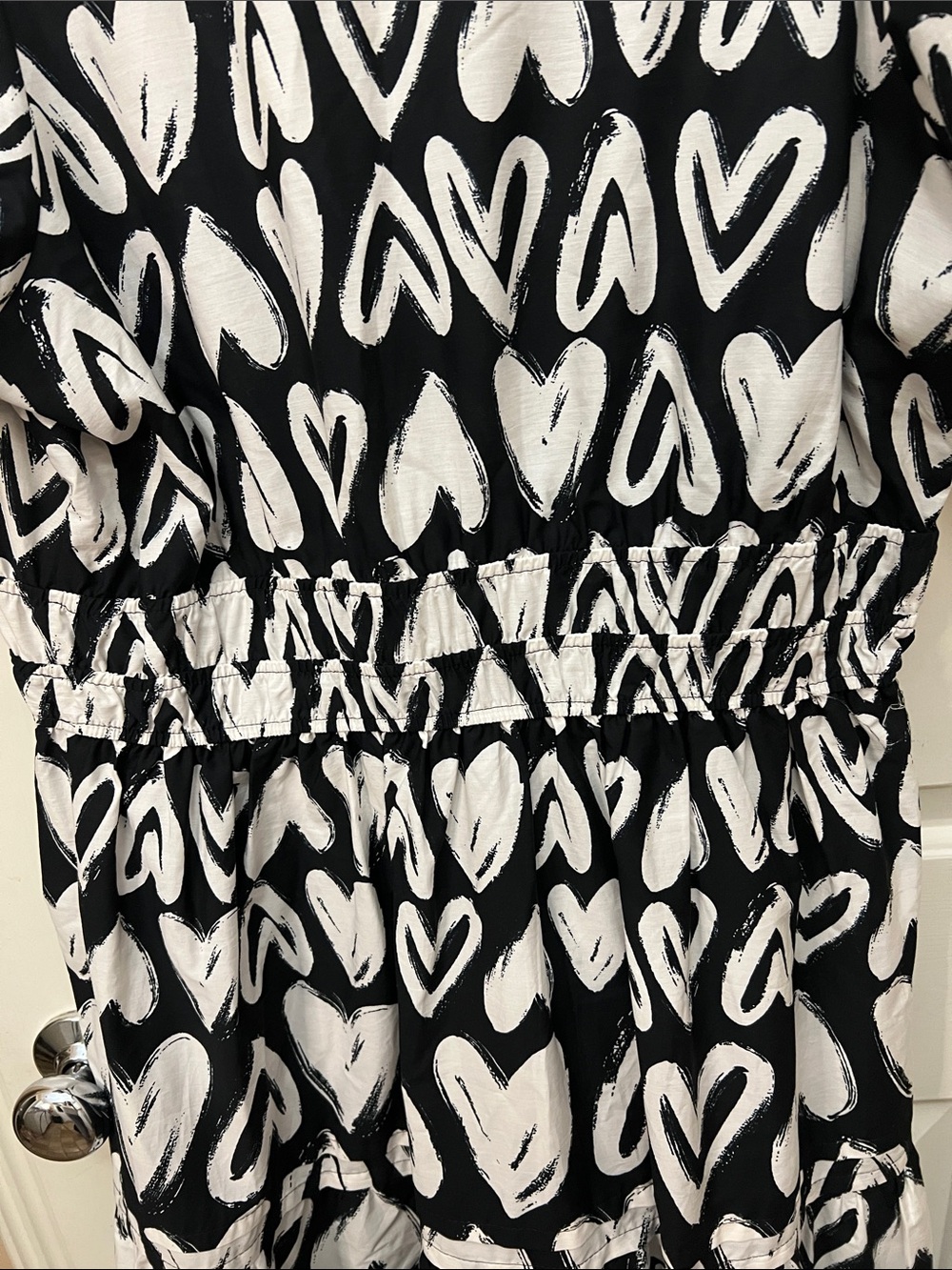 Anthropologie Somerset Maxi Dress Womens Black White Hearts w/Pockets - Picture 7 of 9